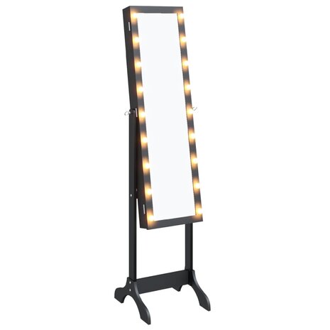 Spiegel vrijstaand met LED's 34x37x146 cm zwart 2