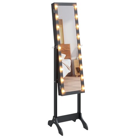 Spiegel vrijstaand met LED's 34x37x146 cm zwart 6