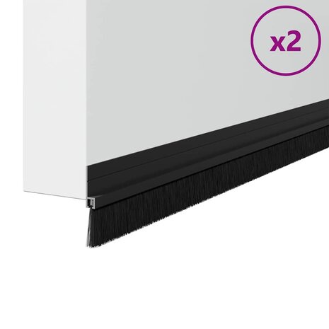 Zelfklevende Deurborstels 2 pcs Zwart 100 cm Aluminium Legering 3