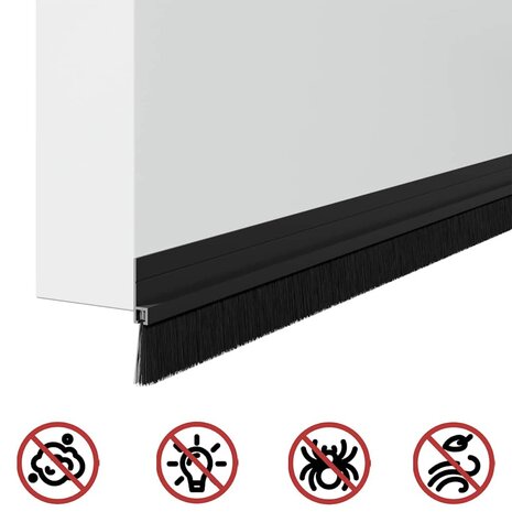 Zelfklevende Deurborstels 2 pcs Zwart 100 cm Aluminium Legering 8