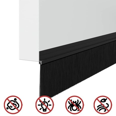 Zelfklevende Deurborstels 2 pcs Zwart 100 cm Aluminium Legering 8
