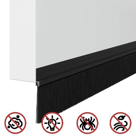 Zelfklevende Deurborstels 6 pcs Zwart 100 cm Aluminium Legering 8
