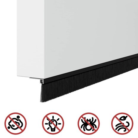 Zelfklevende Deurborstels 2 pcs Zwart 100 cm Aluminium Legering 9