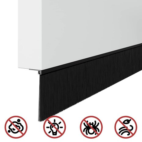 Zelfklevende Deurborstels 2 pcs Zwart 100 cm Aluminium Legering 9