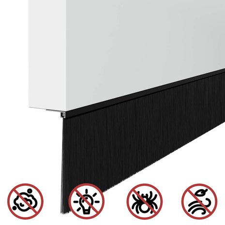 Zelfklevende Deurborstels 2 pcs Zwart 100 cm Aluminium Legering 9