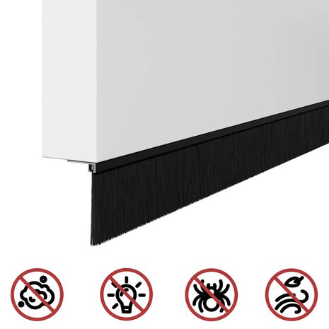 Zelfklevende Deurborstels 6 pcs Zwart 100 cm Aluminium Legering 9