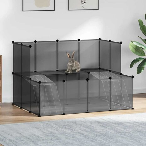 Dierenhok klein 143x107x93 polypropeen en staal zwart 1