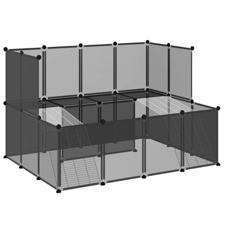 Dierenhok klein 143x107x93 polypropeen en staal zwart 2