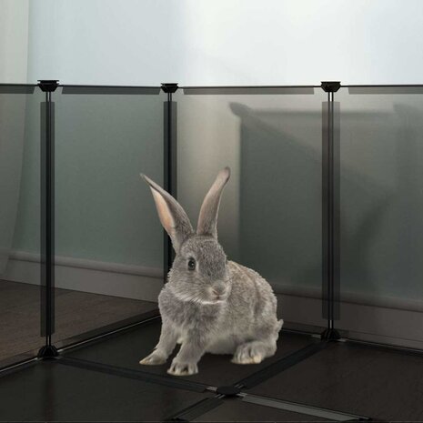 Dierenhok klein 144x74x46,5 cm polypropeen en staal zwart 8