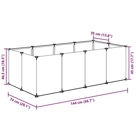 Dierenhok klein 144x74x46,5 cm polypropeen en staal zwart 9