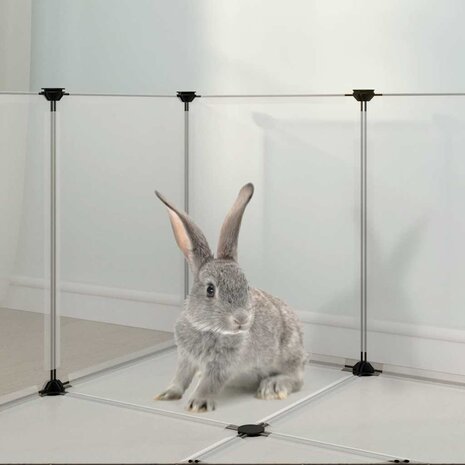 Dierenhok klein 144x74x46,5 cm polypropeen en staal transparant 8
