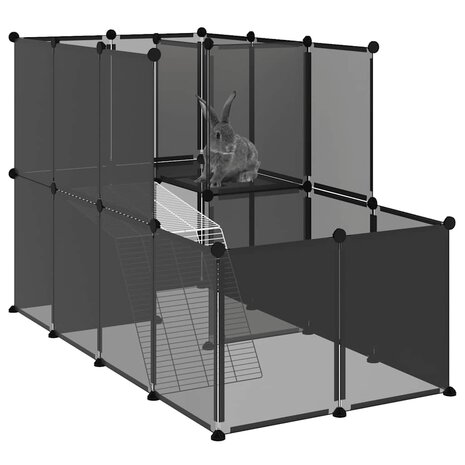 Dierenhok klein 142x74x93 cm polypropeen en staal zwart 6