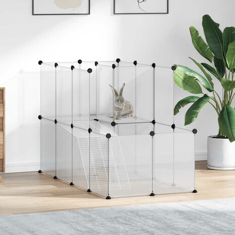Dierenhok klein 142x74x93 cm polypropeen en staal transparant 1