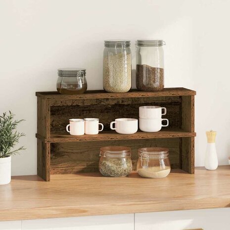 Keukenrekken stapelbaar 2 st 60x15x16 cm oud houtkleurig 2