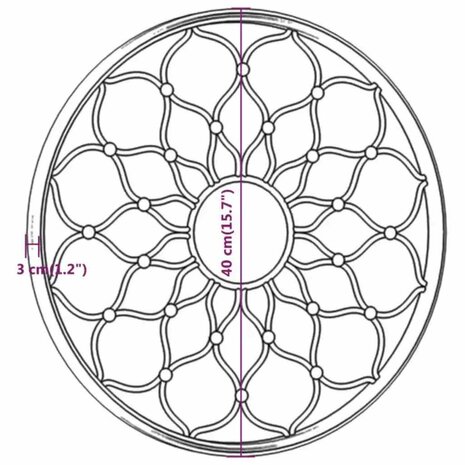 Spiegel rond 40x3 cm ijzer zandkleurig 6