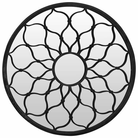 Spiegel rond 60x3 cm ijzer zwart 2