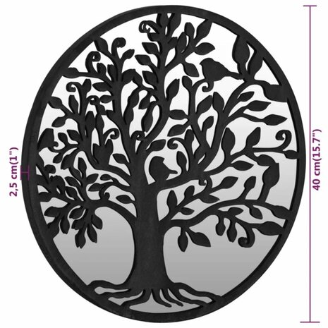 Spiegel rond 40x2,5 cm ijzer zwart 6