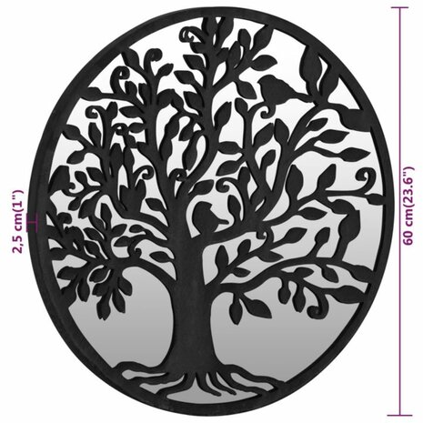 Spiegel rond 60x2,5 cm ijzer zwart 6