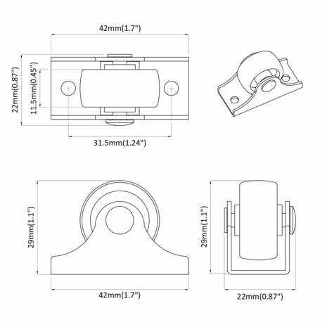 Zwenkwiel 12 pcs Wit 42 x 11,5 x 29 mm IJzer 9