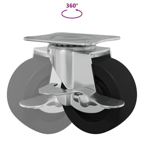 Zwenkwiel 2 pcs Zwart en zilver 50,7 x 50,7 x 24,4 mm IJs en nylon 9