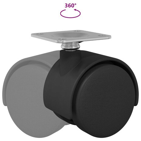 Zwenkwiel 12 pcs Zwart 39,5 x 39,5 x 37,8 mm Ijzer en PP 9
