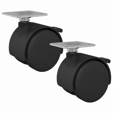 Wiel 2 pcs Zwart 39,5 x 39,5 x 37,8 mm IJzer en Polypropyleen 2
