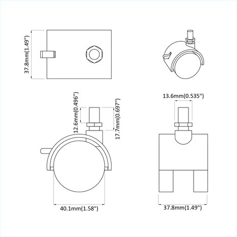 Zwenkwiel 2 pcs Zwart en Zilver 40,1 x 40,1 x 37,8 mm Ijzer en PP 9