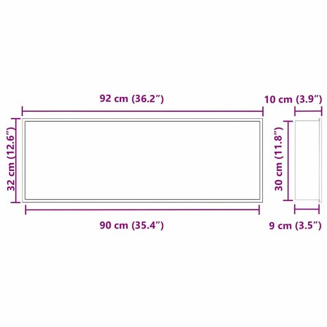 DouchenisZwart 90 x 30 x 9,5 cm Roestvrij staal 9