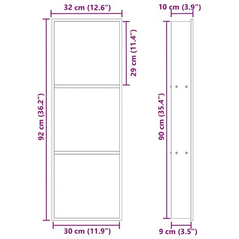DouchenisZilver 90 x 30 x 9,5 cm Roestvrij staal 9
