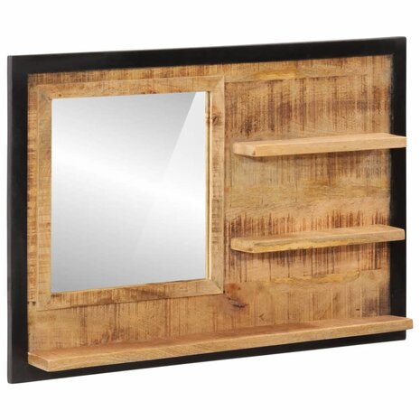 Spiegel met schappen 80x8x55 cm glas en massief mangohout 1