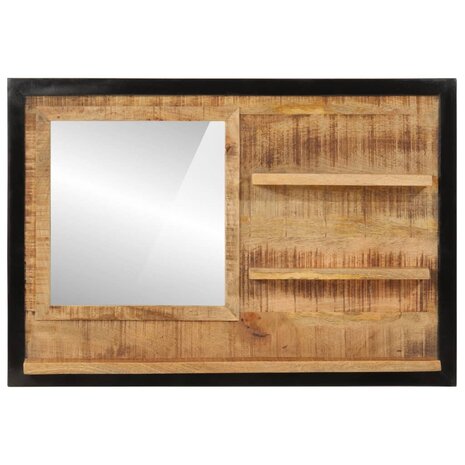 Spiegel met schappen 80x8x55 cm glas en massief mangohout 2