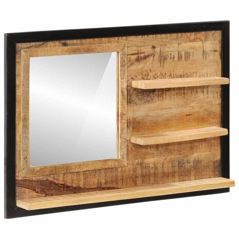 Spiegel met schappen 80x8x55 cm glas en massief mangohout 9