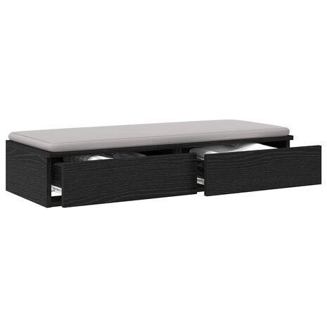 Bedlades met lade Zwart Eiken 75 x 36,5 x 16,5 cm Bewerkt hout 3