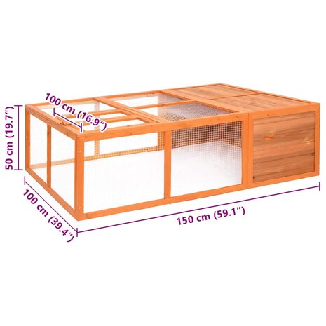 Dierenhok voor buiten 150x100x50 cm massief vurenhout 7