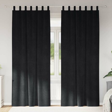 Verduisterende gordijnen 2 pcs Zwart 140 x 260 cm Fluweel 1