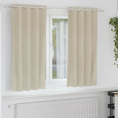 Verduisterende gordijnen 2 pcs Cr&egrave;me 140 x 175 cm Fluweel 1