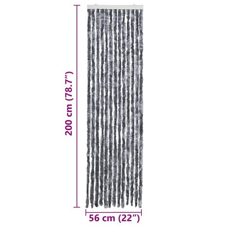 Vliegengordijn 56x200 cm chenille zilverkleurig 7