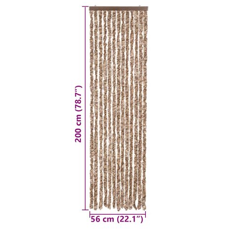 Vliegengordijn 56x200 cm chenille beige en donkerbruin 7