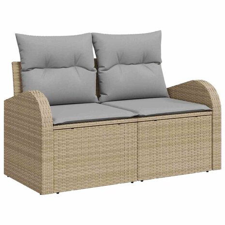 Bankstel met kussen 4 pcs Beige en Licht Grijs poly rattan 4
