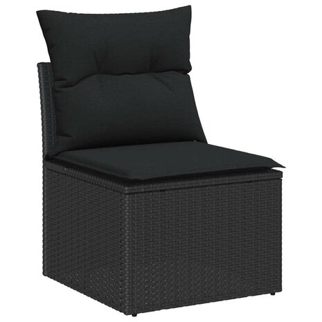 Bankstel met kussen met opslag 4 pcs Zwart poly rattan 5