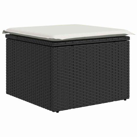 Bankstel met kussen met opslag 5 pcs Zwart en Wit poly rattan 5