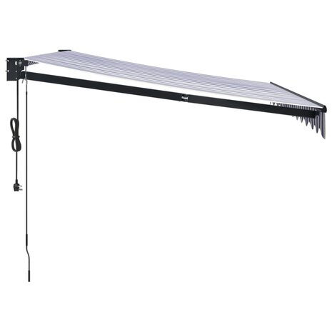 Luifel automatisch uitschuifbaar 3x2,5 m blauw en wit 4