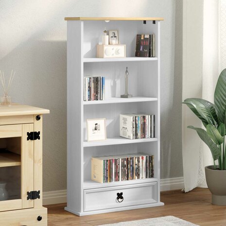 CD kast Wit 52 x 17.5 x 103 cm Massief grenenhout 1