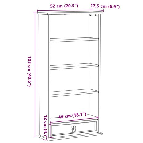 CD kast Wit 52 x 17.5 x 103 cm Massief grenenhout 9