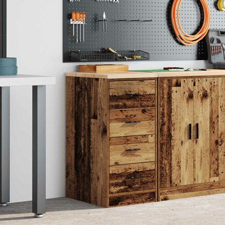 Garagekast 40x51x85 cm massief grenenhout oud hout 1