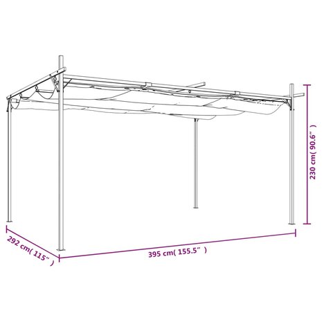 Pergola met uitschuifbaar dak 395x292x230 taupe 8