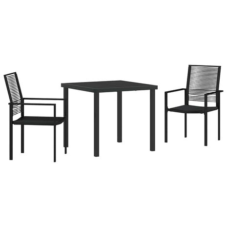 Tuin eettafelset 3 pcs Zwart Gepoedercoat staal 2