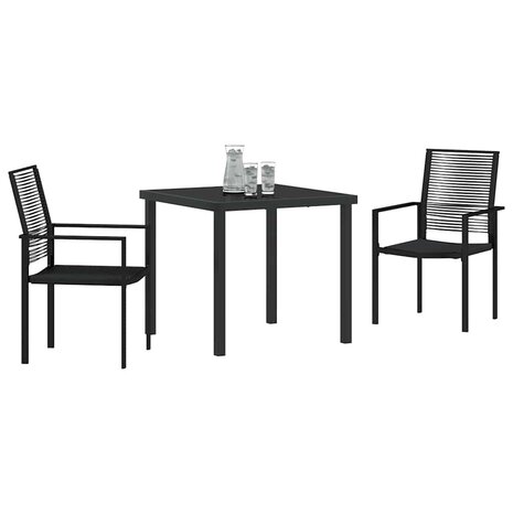 Tuin eettafelset 3 pcs Zwart Gepoedercoat staal 3