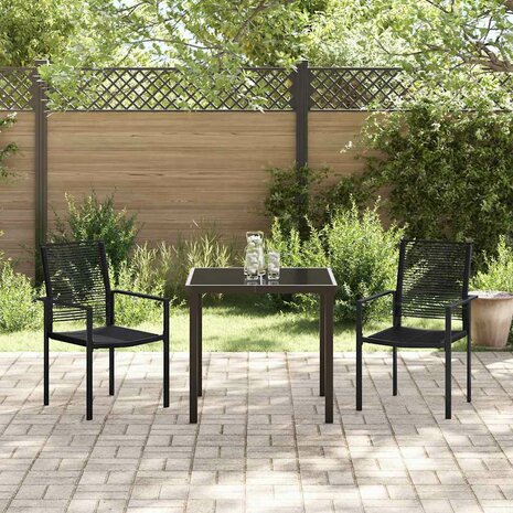 Tuin eettafelset 3 pcs Zwart Gepoedercoat staal 4