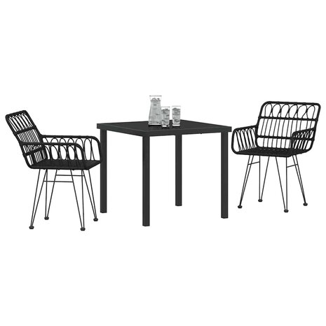 Tuin eettafelset 3 pcs Zwart Gepoedercoat staal 3